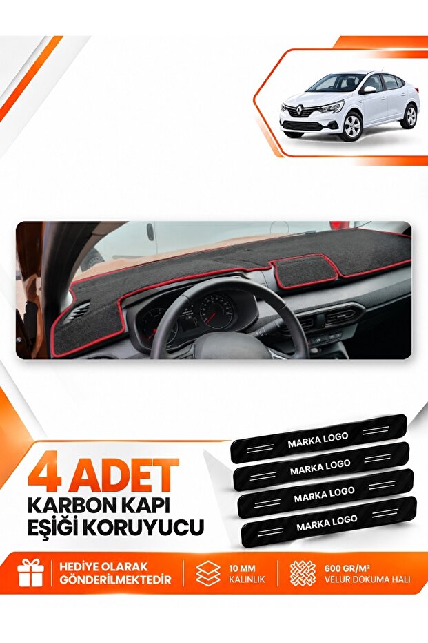 Renault Taliant Screenless (2021-2026) Compatible Front Torpedo Protection Cover - Black-Red - Da002