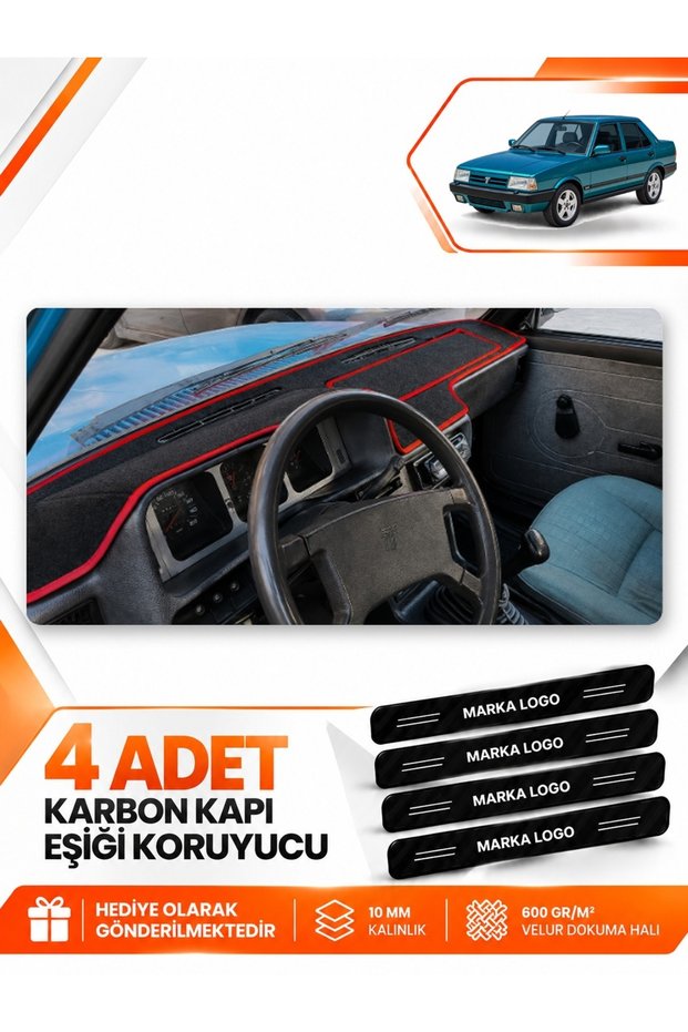 Tofaş Şahi̇n Doğan Kartal Covered (1981-2002) Compatible Torpedo Protection Cover - Black-Red - Tf003