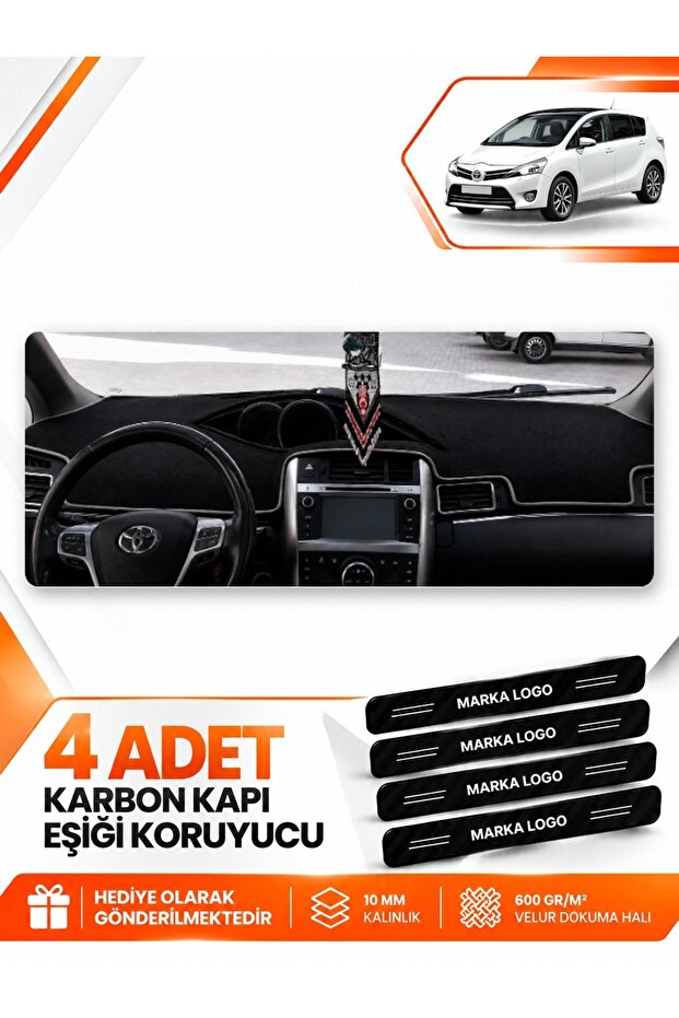 Toyota Verso (2009-2018) Compatible Front Chest Glove Box Protection Cover Carpet Protector - Black-Grey - To024