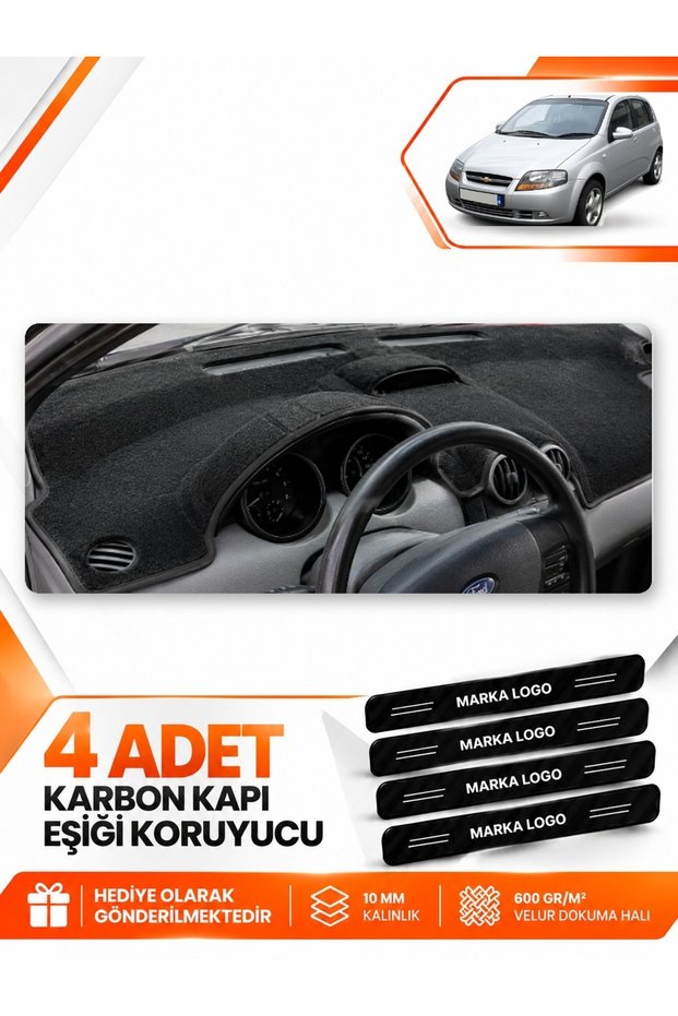 Chevrolet Kalos (2009-2013) Compatible Dashboard Protection Protective Cover Carpet Cover Chest - Black - Ch004