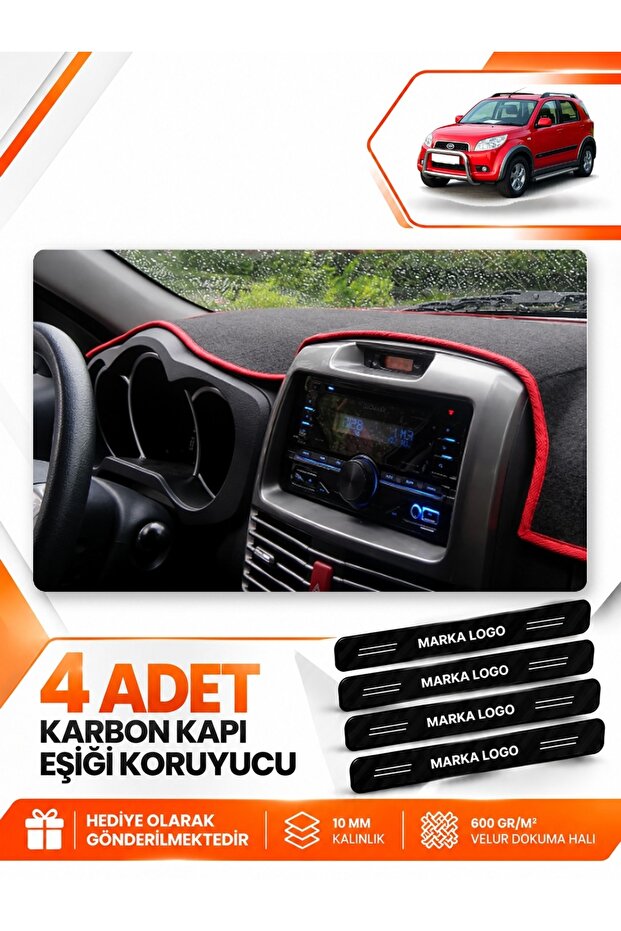 Daihatsu Terios (2006-2011) Compatible Front Glove Box Protection Cover Carpet Cover - Black-Red - Dh001