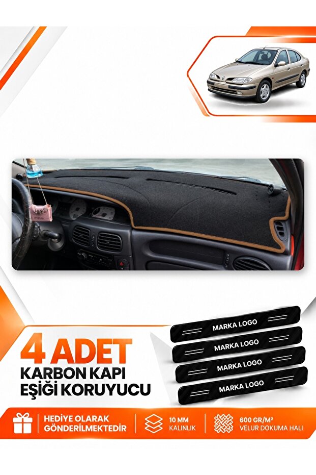 Renault Megane 1 (1995-2003) Compatible Front Glove Box Protection Cover - Black-Brown - Re038