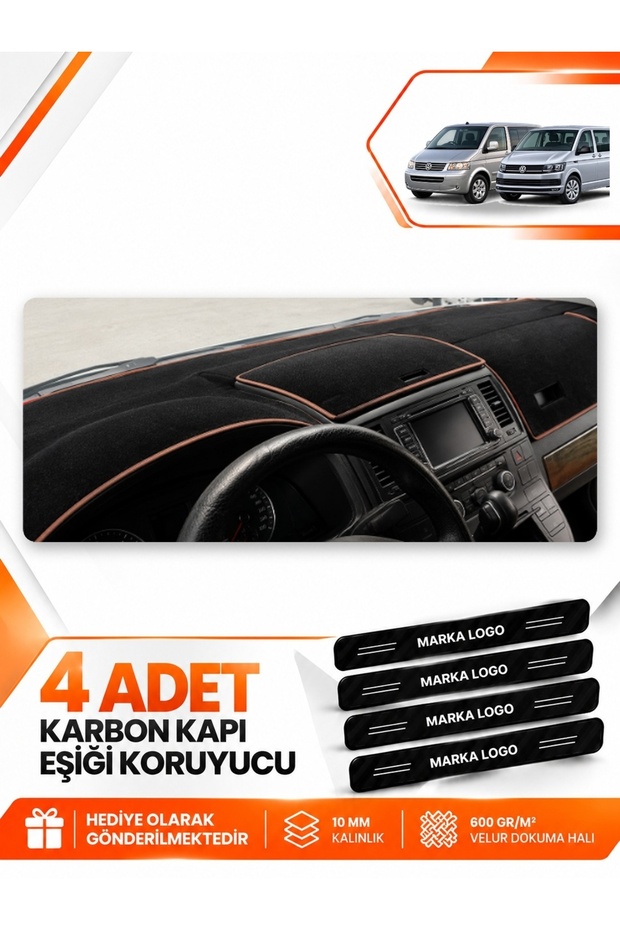 Volkswagen Transporter T5 Double Cab (2003-2016) Dashboard Cover - Black-Brown - Vw027-1