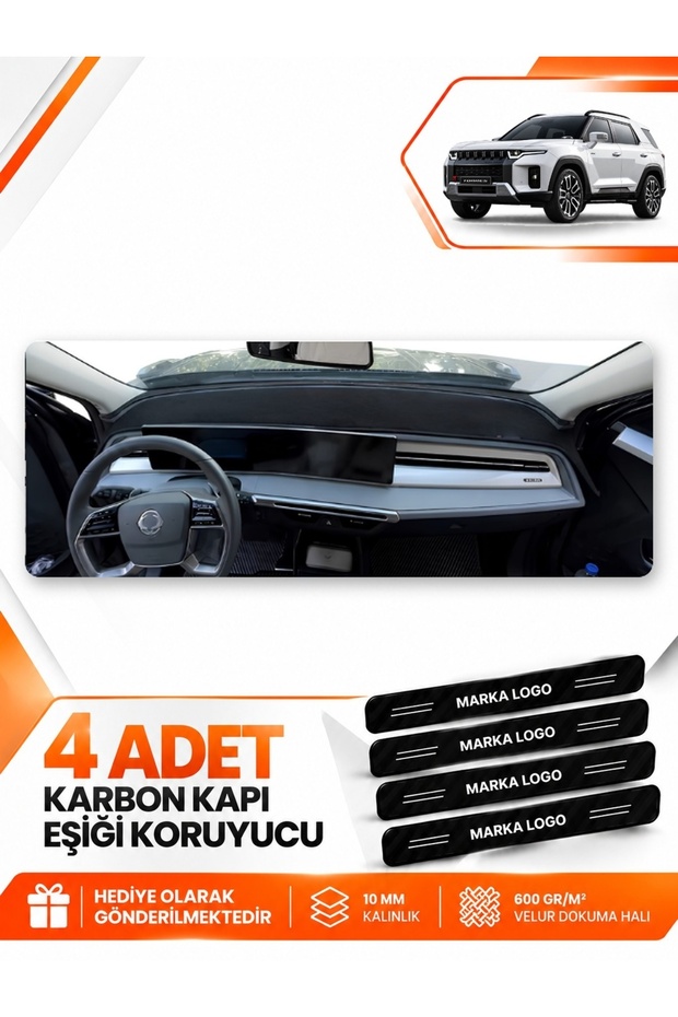 Ssangyong Kgm Torres (2023-2026) Compatible Front Cover Glove Box Protection Case - Black-Beige - Ebz-Trp-0491