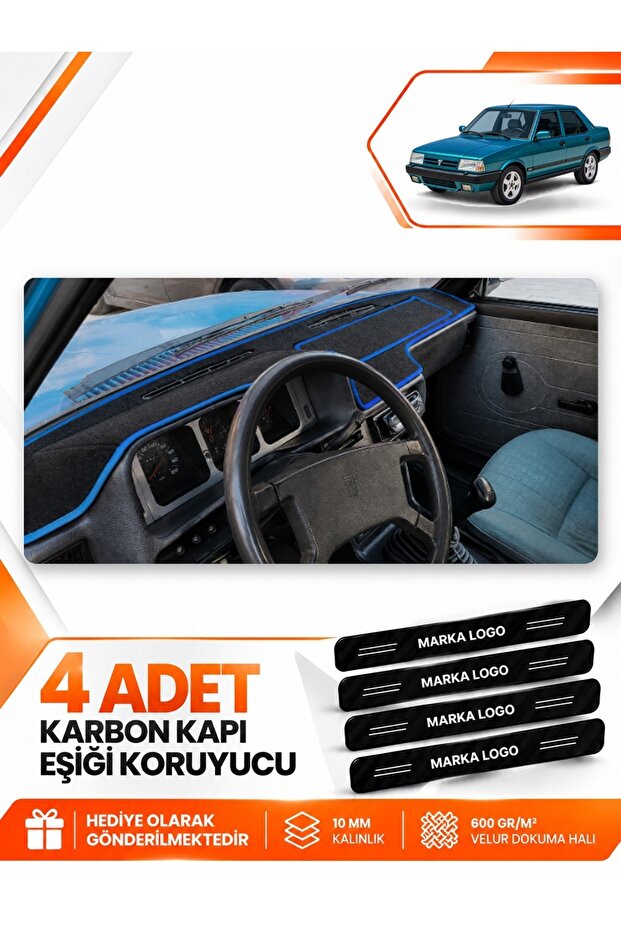 Tofaş Şahi̇n Doğan Kartal Covered (1981-2002) Compatible Torpedo Protection Cover - Black-Blue - Tf003