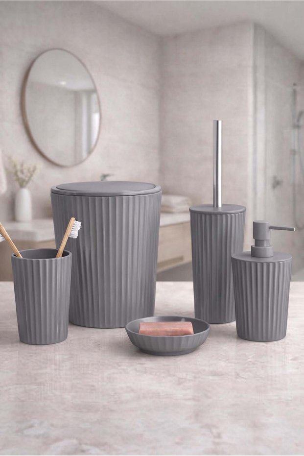 Ridge 5-Piece Bathroom Set Gray Color