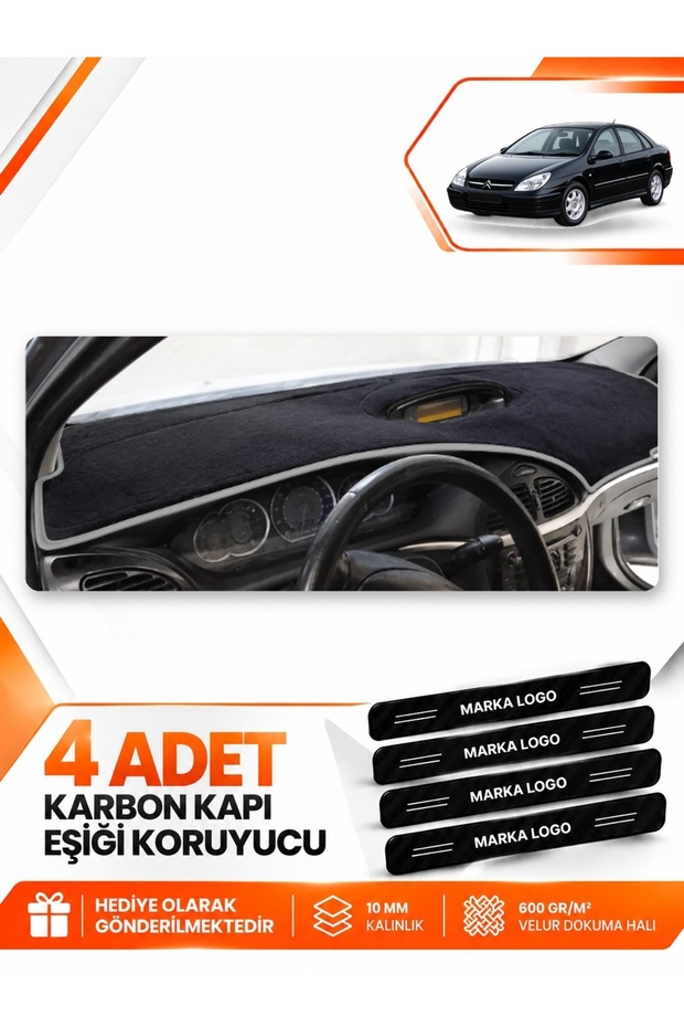 Ci̇troen C5 (2001-2004) Compatible Front Chest Glove Box Protection Cover Carpet Protector - Black-Grey - Ci007