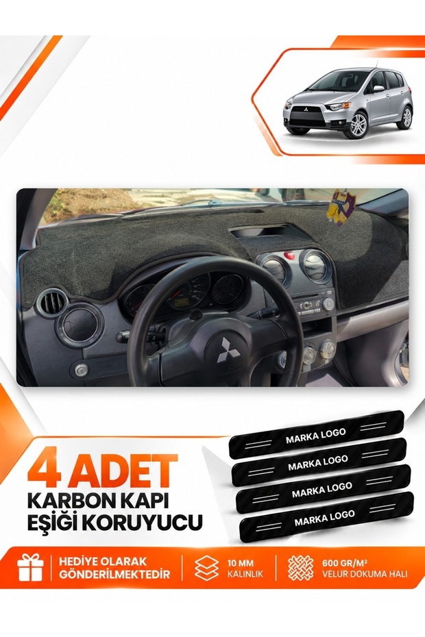 Mitsubishi Colt Screened (2004-2013) Compatible Torpedo Protection Case Carpet Cover - Black - Mi006