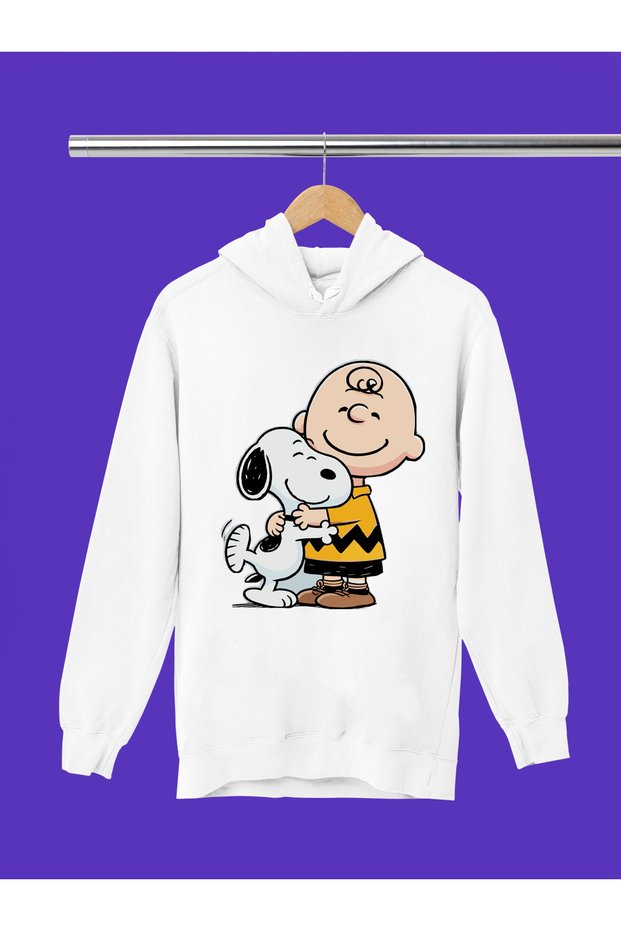 Snoopy Printed 3-Yarn Quality Soft Texture Hooded Children's Sweatshirt