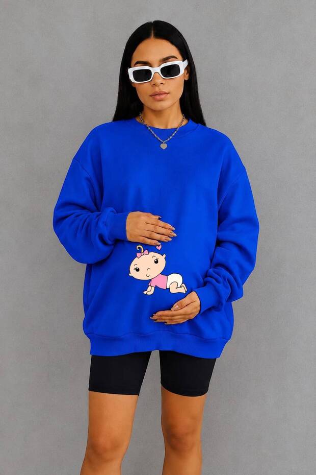 3 Yarn Combed Cotton Retired Baby Printed Maternity Sweatshirt Jq2