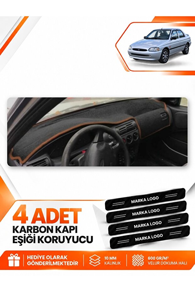 Ford Escort (1996-2002) Compatible Front Torpedo Protection Case Carpet Cover - Black-Brown - Fo014