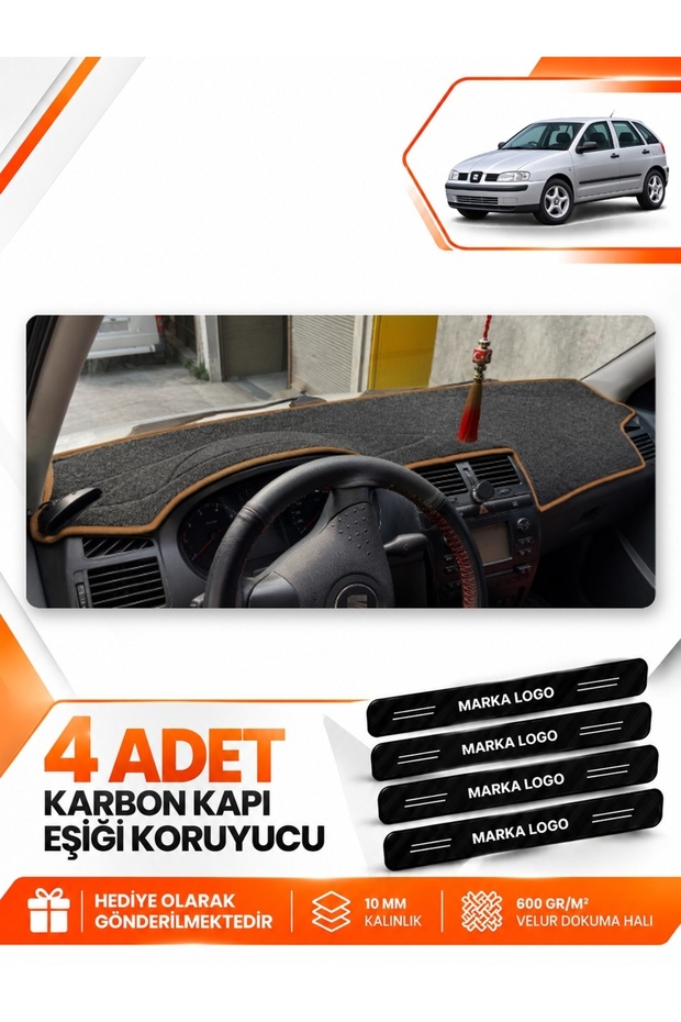 Seat Ibiza (1998-2001) Compatible Front Torpedo Protection Case Carpet Cover - Black-Brown - Se002