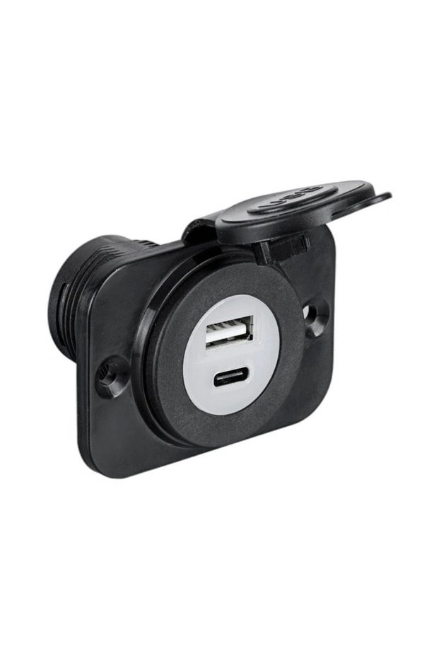 مقبس ولاعة وشاحن USB USB-A وUSB-C أسود