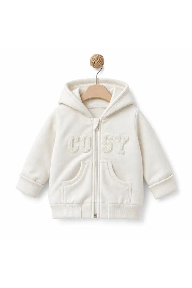 Unisex Baby Hooded Sweatshirt Ecru Csy8057