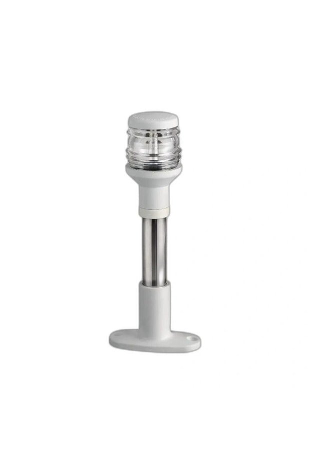 White Compact Navigation Light with 20 cm Stainless Steel Mast