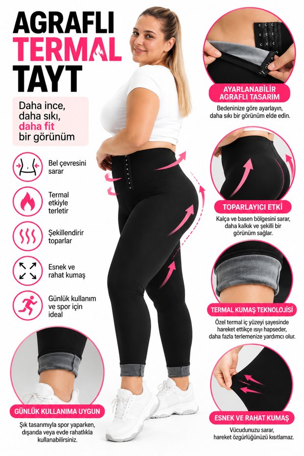 Women's Agraflı Thermal Leggings High Waist Shaping Corset Leggings