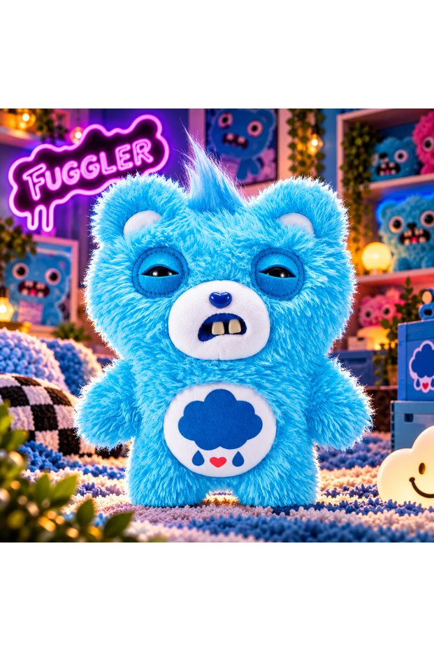 Fuggler X Care Bears Blue Plush Toy Funny Ugly Teddy Bear
