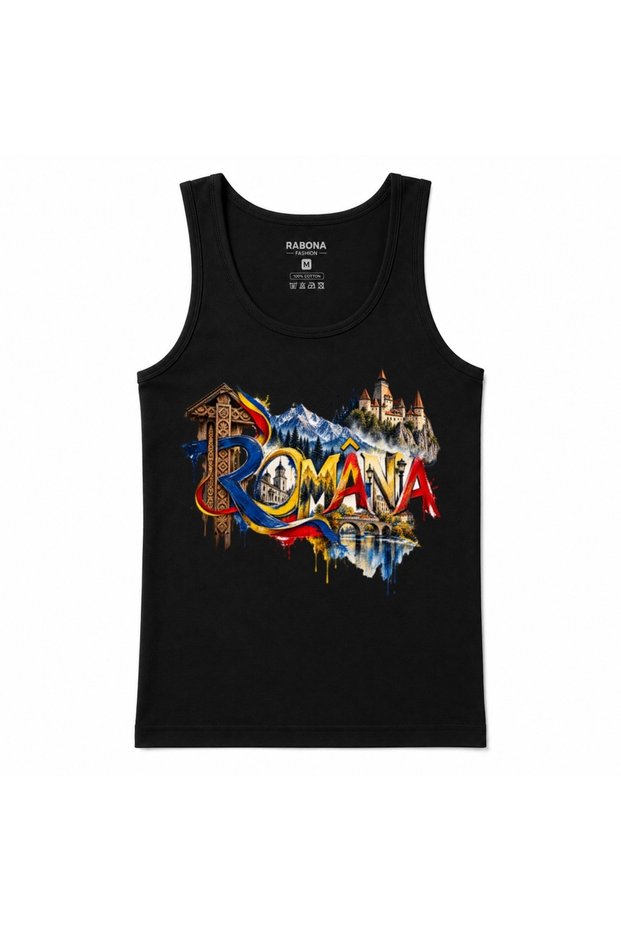 Romania Painted Heritage Landmarks Graphic Tank Top