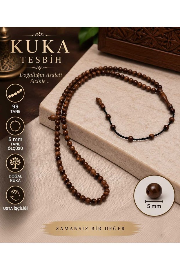 Kuka Tesbih 99Lu - 5 mm Original Natural Kuka Tree Prayer and Dhikr Prayer Beads