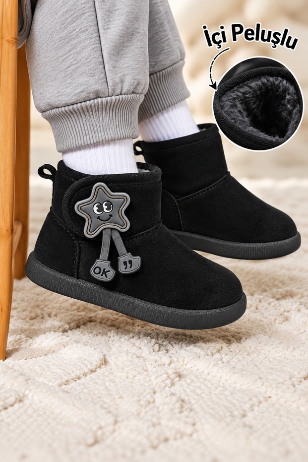 Children's Comfortable Winter Boots with Fur Inside, Velcro Fastening, Non-Slip Thermo Sole