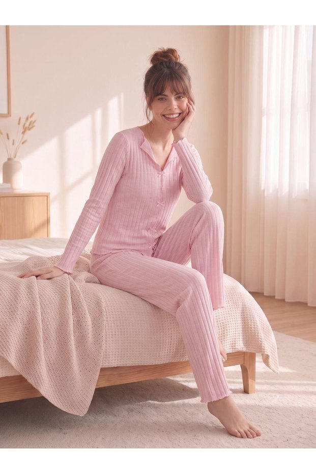 Seasonal Cotton 4 Bow Detailed Pajama Set