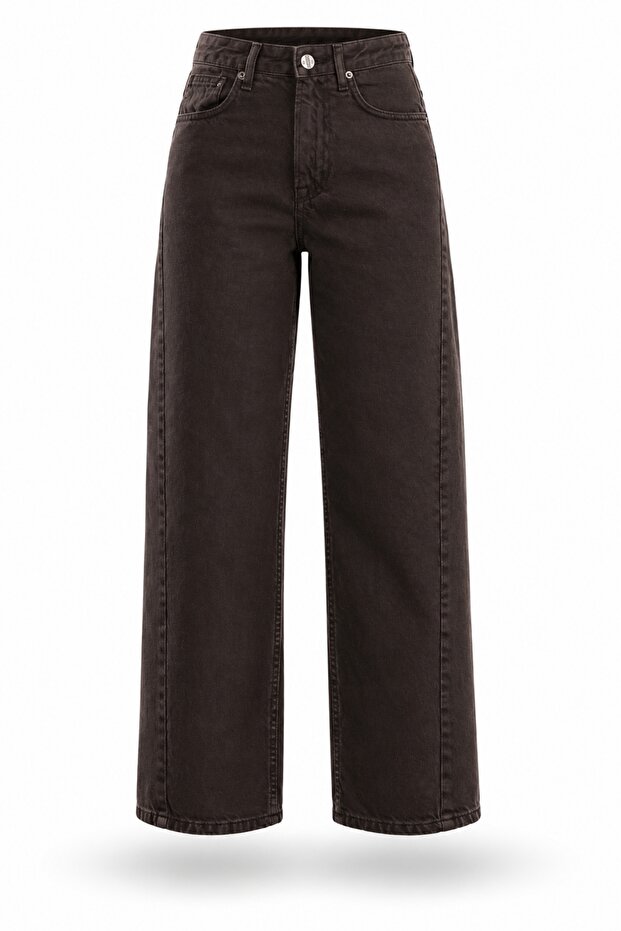 Brown Stitch Detailed Straight Cut Jeans 535