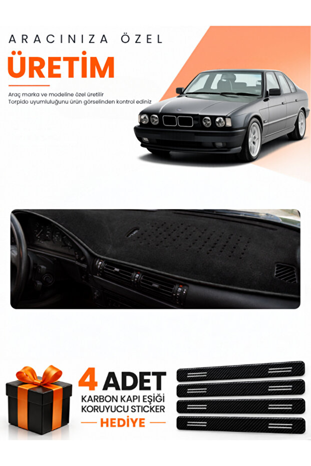 Bmw E34 (1988-1996) Compatible Dashboard Protection Cover Auto Cover - Black - Bm010