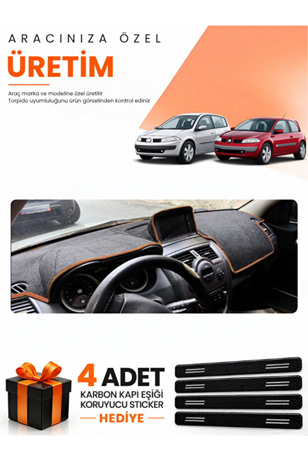 Renault Megane 2 with Large Screen (2002-2009) Compatible Torpedo Protection Cover Auto Cover - S.Khv - Re040
