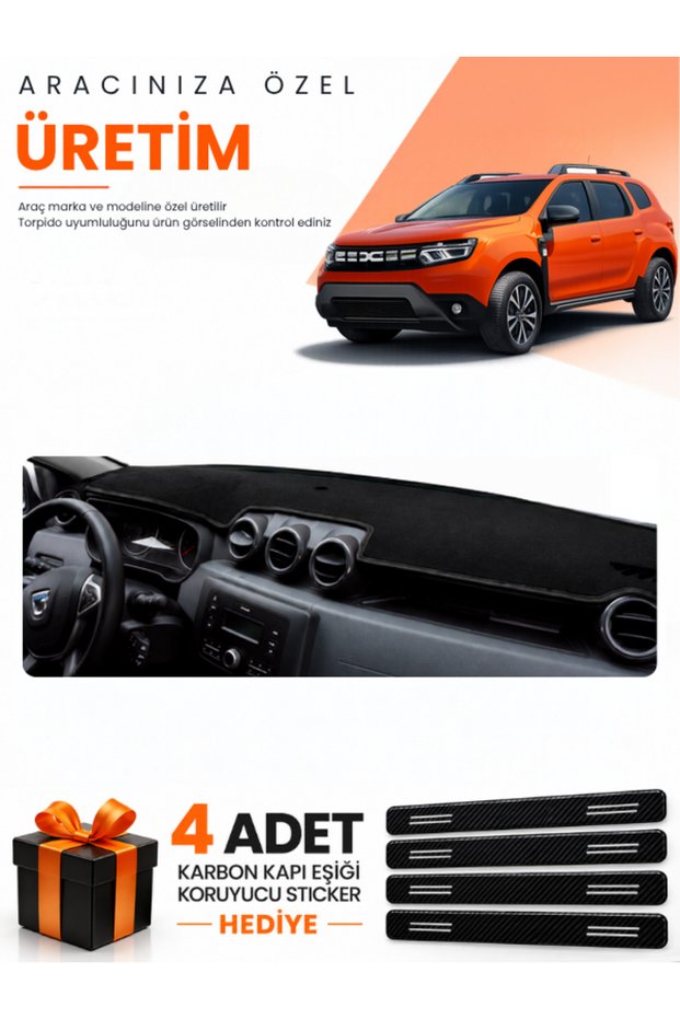 Daci̇a Duster Make-Up-Free (2018-2023) Compatible Torpedo Protection Cover Auto Cover - Black - Da008