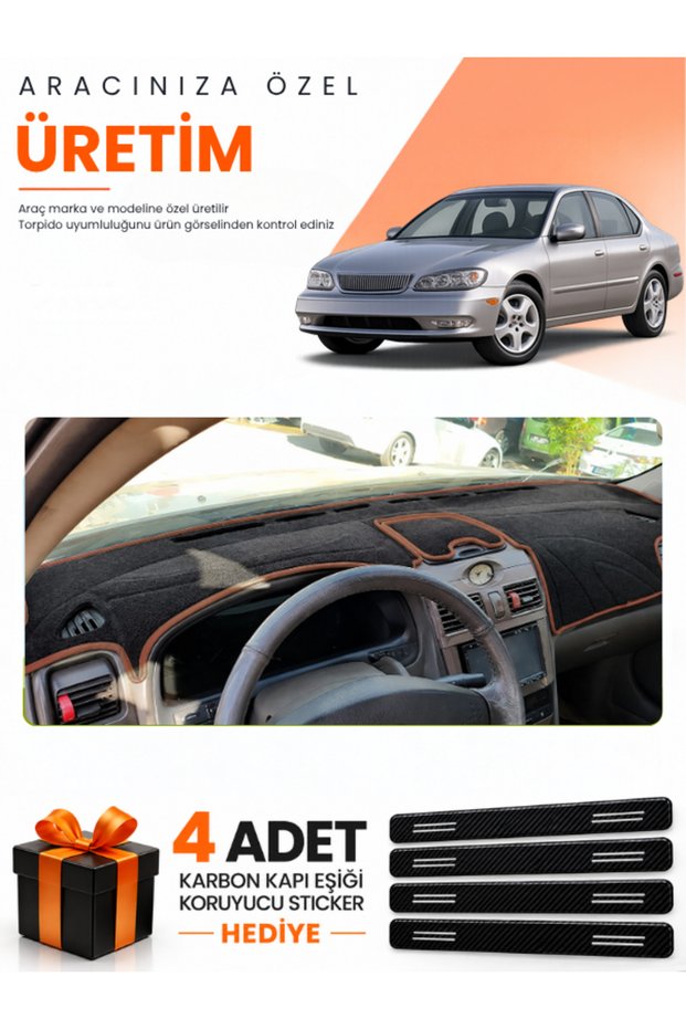 Infiniti İ30-İ35 (1998-2000) Compatible Torpedo Protection Cover Auto Cover - Black-Brown - In002