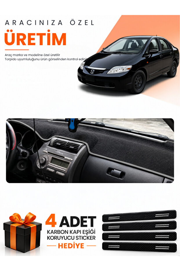 Honda City (2002-2007) Compatible Dashboard Protection Cover Auto Cover - Black-Grey - Ho002