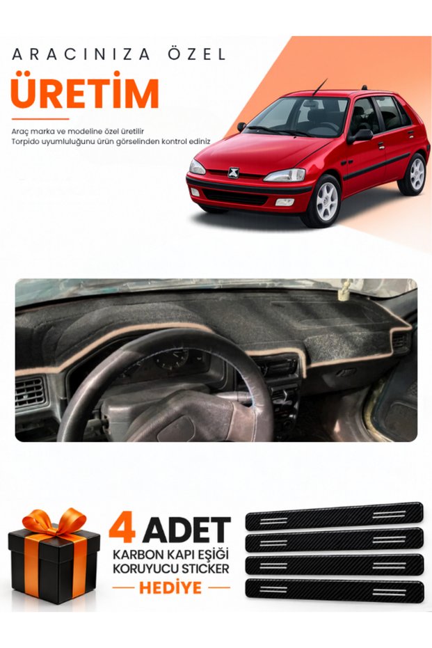 Peugeot 106 (1991-2003) Compatible Dashboard Protection Cover Auto Cover - Black-Beige - Pe001