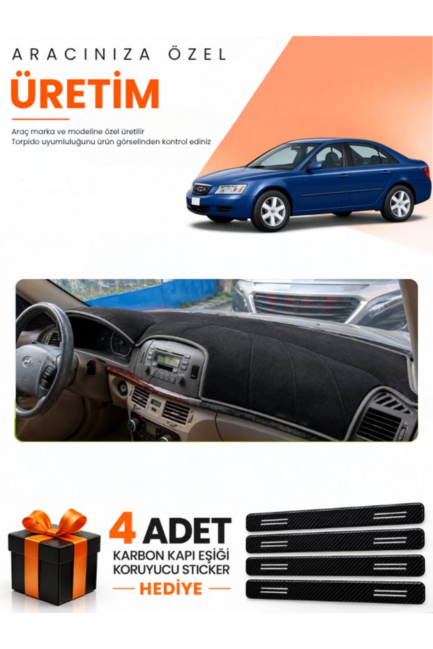 Hyundai Sonata (2004-2007) Compatible Torpedo Protection Cover Auto Cover - Black-Grey - Hu029