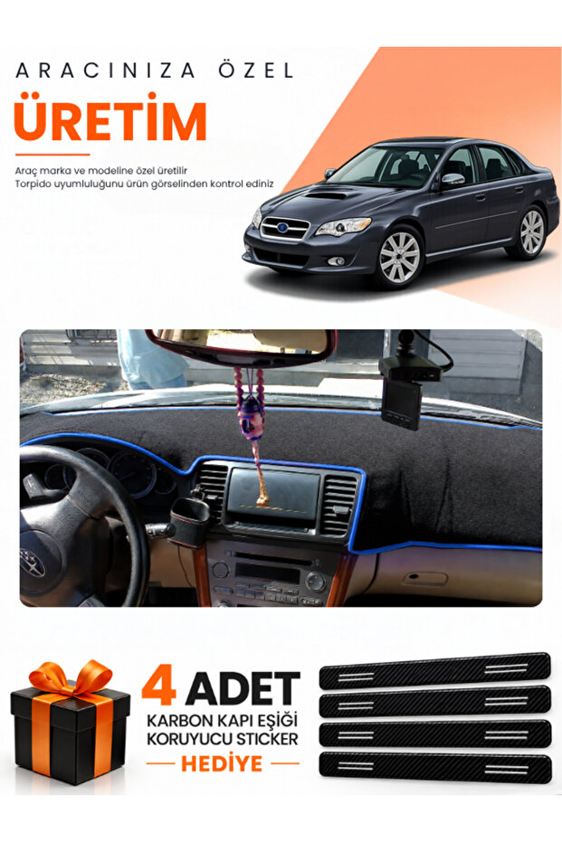 Subaru Legacy B4 (2003-2009) Compatible Dashboard Protection Cover Auto Cover - Black-Blue - Su005