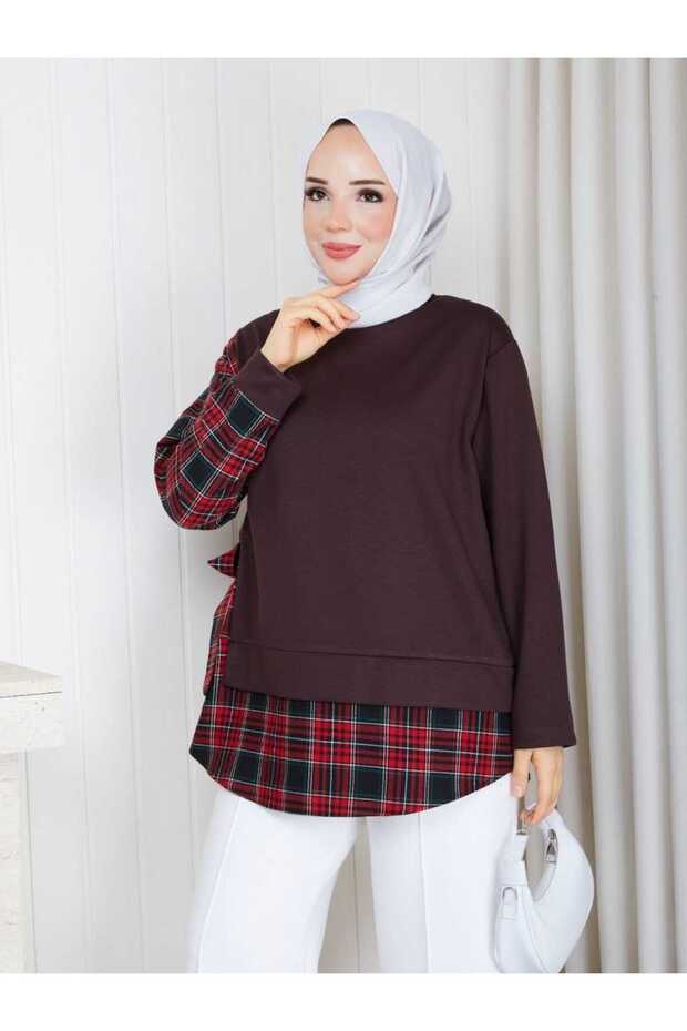 Women's Premium Plaid Decorated Side-Tie Tunic