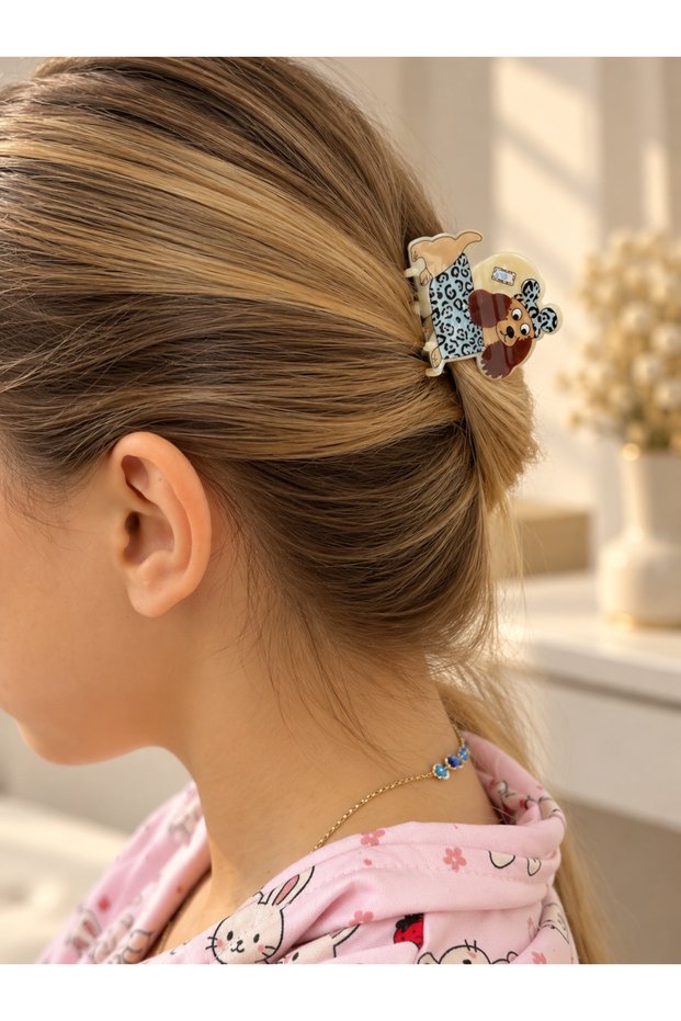 Leopard Print Hair Clip with Cute Dog Figure – Stylish and Fun Hair Accessory