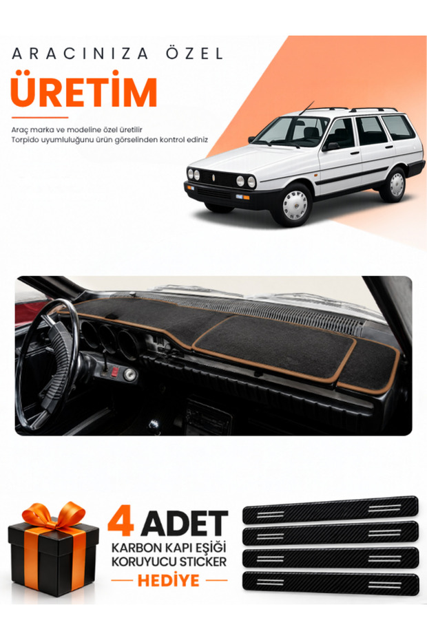 Renault 12 Toros Covered (1969-2000) Compatible Torpedo Protection Cover Auto Cover - Dark Brown - Re001
