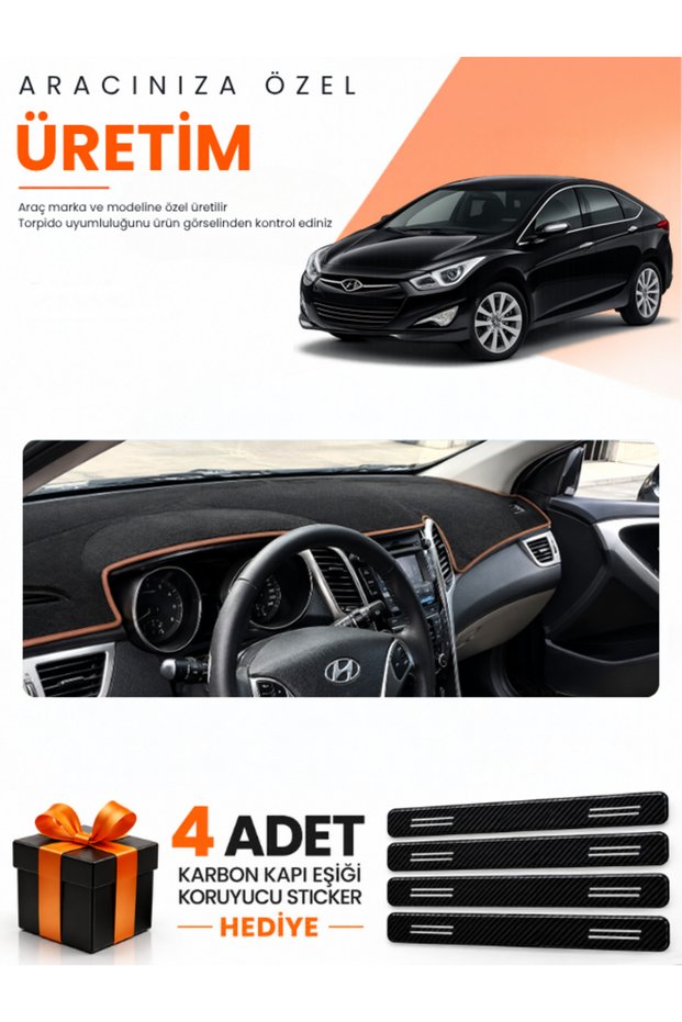 Hyundai̇ İ40 (2011-2017) Compatible Torpedo Protection Cover Auto Cover - Black-Brown - Hu007