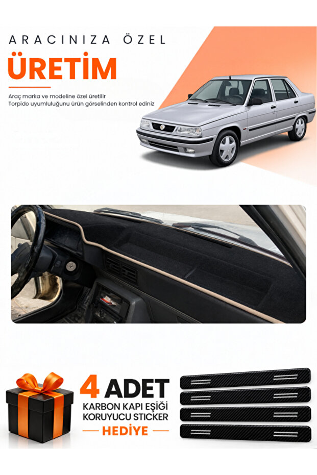 Renault 9 Broadway (1985-2000) Compatible Torpedo Protection Cover Auto Cover - Black-Beige - Re003