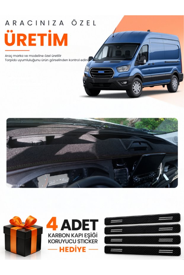Ford Transit Type 2 (2020-2025) Compatible Torpedo Protection Cover Auto Cover - Black - Fo032