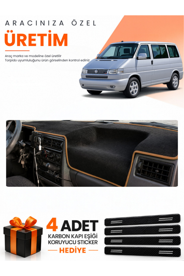 Volkswagen Transporter T4 (1990-2003) Compatible Dashboard Protection Cover Auto Cover - Dark Brown - Vw026