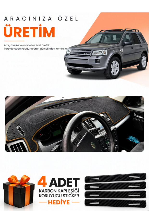 Land Rover Freelander (2006-2014) Compatible Dashboard Protection Cover Auto Cover - Black-Brown - Lr003