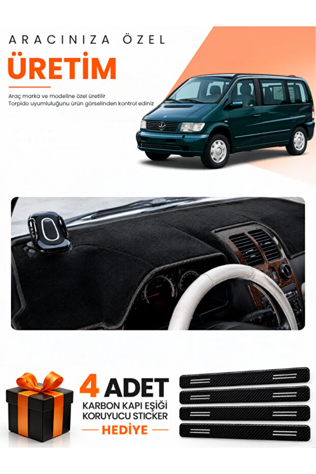 Mercedes Vito W638 (1996-2003) Compatible Dashboard Protection Cover Auto Cover - Black - Mb024