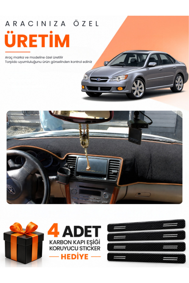 Subaru Legacy (2003-2009) Compatible Dashboard Protection Cover Auto Cover - Black-Brown - Su005