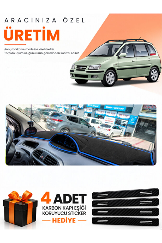 Hyundai Matrix (2001-2010) Compatible Torpedo Protection Cover Auto Cover - Black-Blue - Hu024