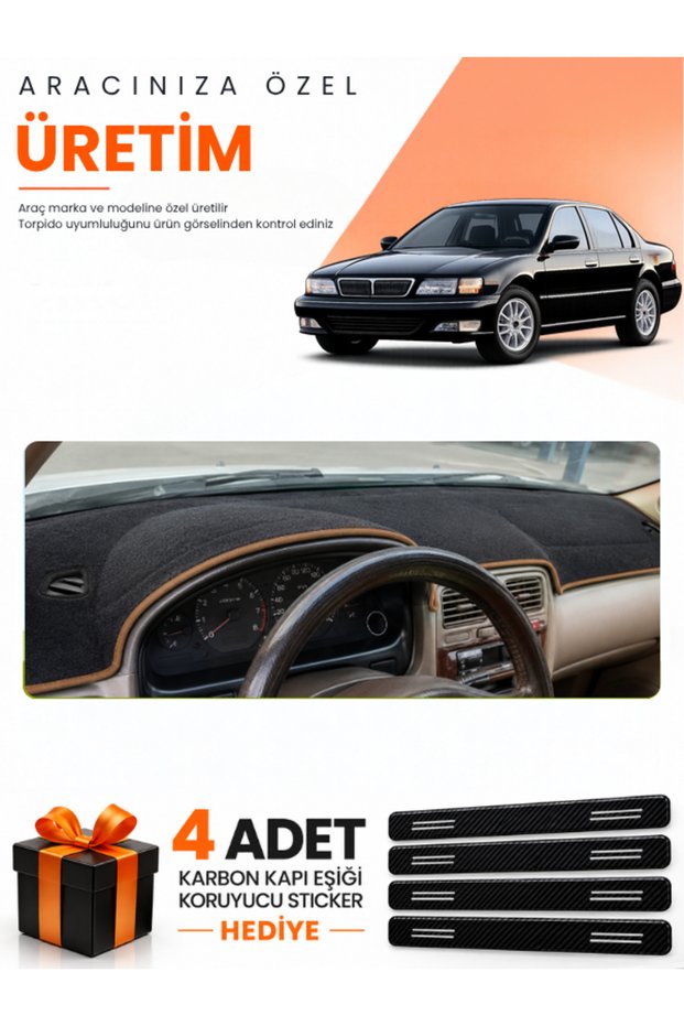 Infiniti İ30 (1995-2000) Compatible Torpedo Protection Cover Auto Cover - Black-Brown - In001