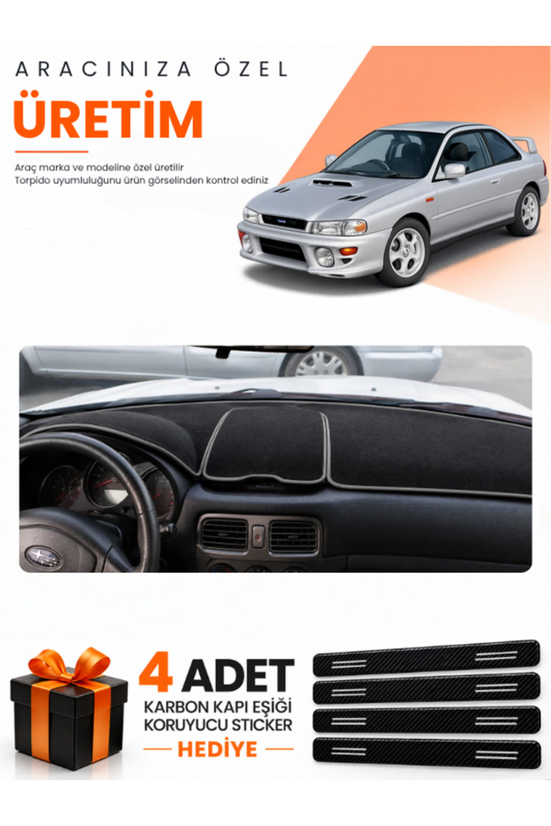 Subaru Impreza (1998-2000) Compatible Torpedo Protection Cover Auto Cover - Black-Grey - Su004