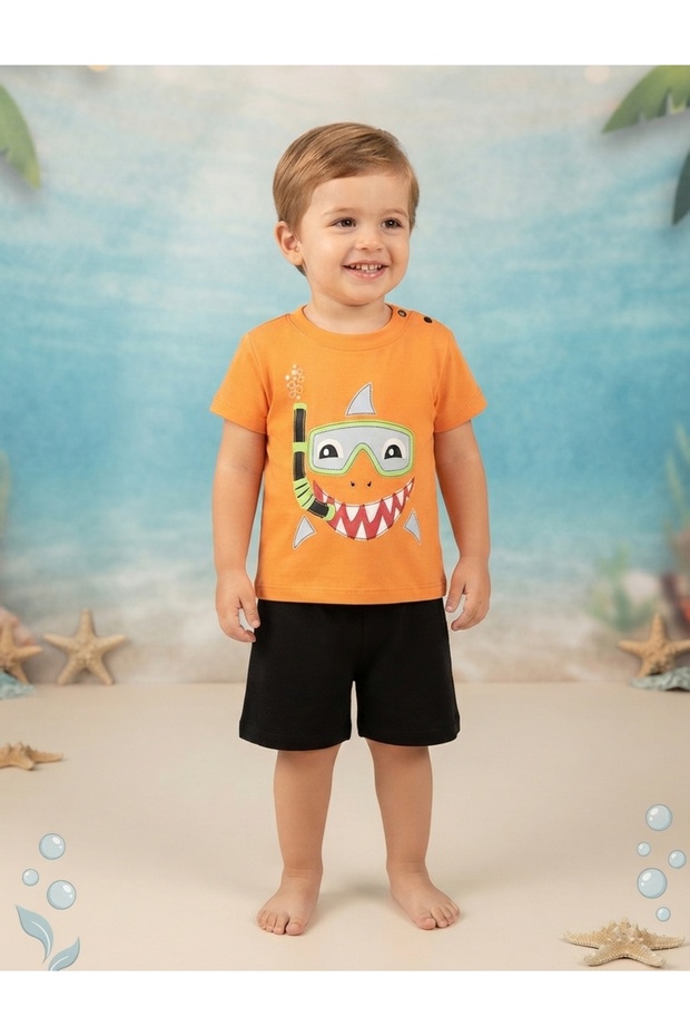2-Piece Baby Set with Shark Print Shorts