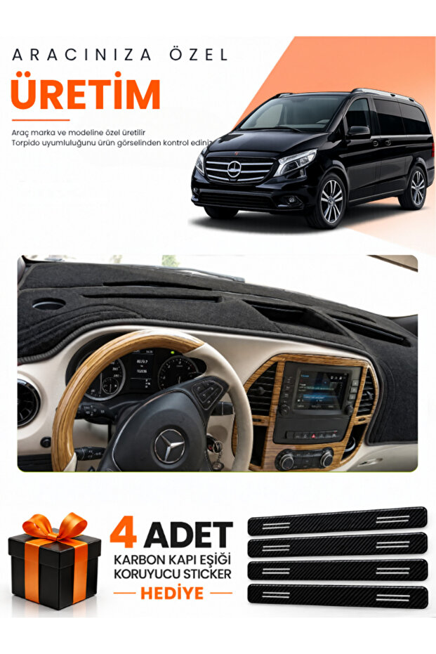 Mercedes Vi̇to W447 (2014-2021) Compatible Dashboard Protection Cover Auto Cover - Black - Mb026