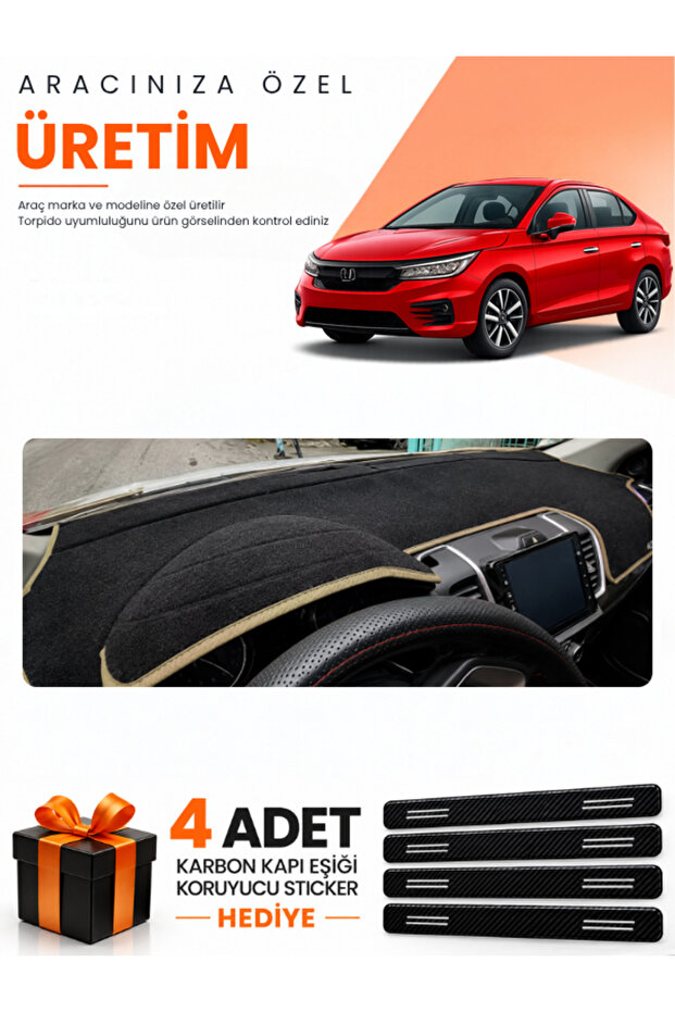 Honda City (2020-2024) Compatible Dashboard Protection Cover Auto Cover - Black-Beige - Ho003